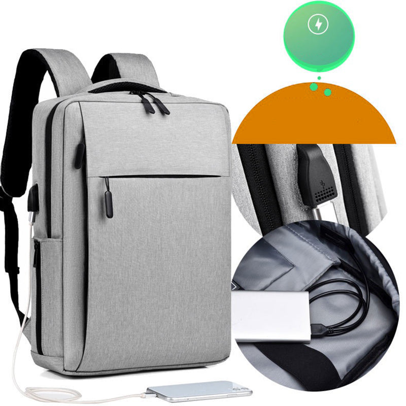 17 inch Laptop Backpack Oxford Cloth Notbook Rucksack Bag with USB Charging Port - Grey 17 inch Laptop Backpack Oxford Cloth Notbook Rucksack Bag with USB Charging Port - Grey
